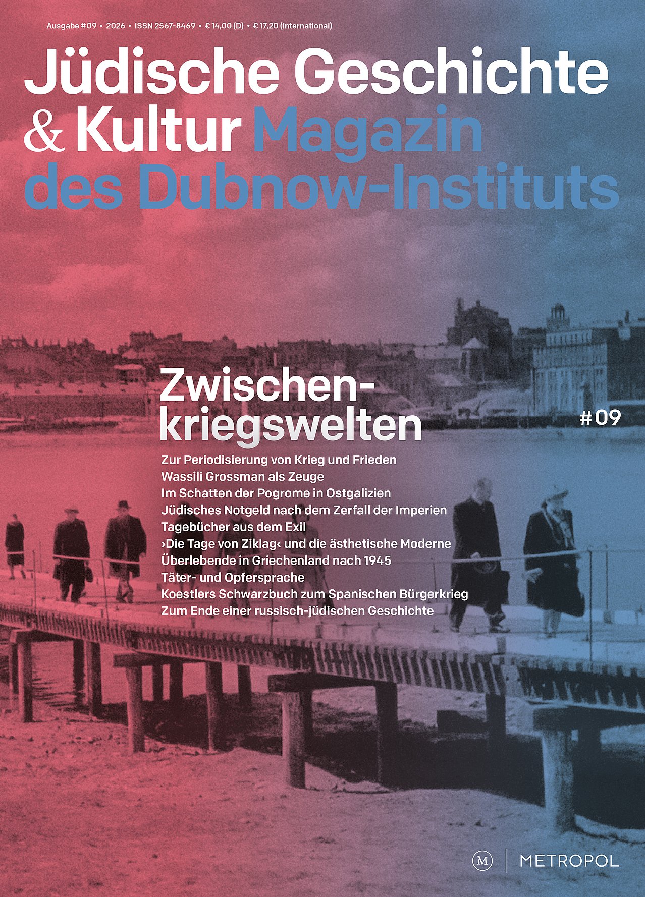 Titelblatt des Magazins, darauf eine Fotografie mit Menschen auf einer Seebrücke, eine Stadtansicht im Hintergrund